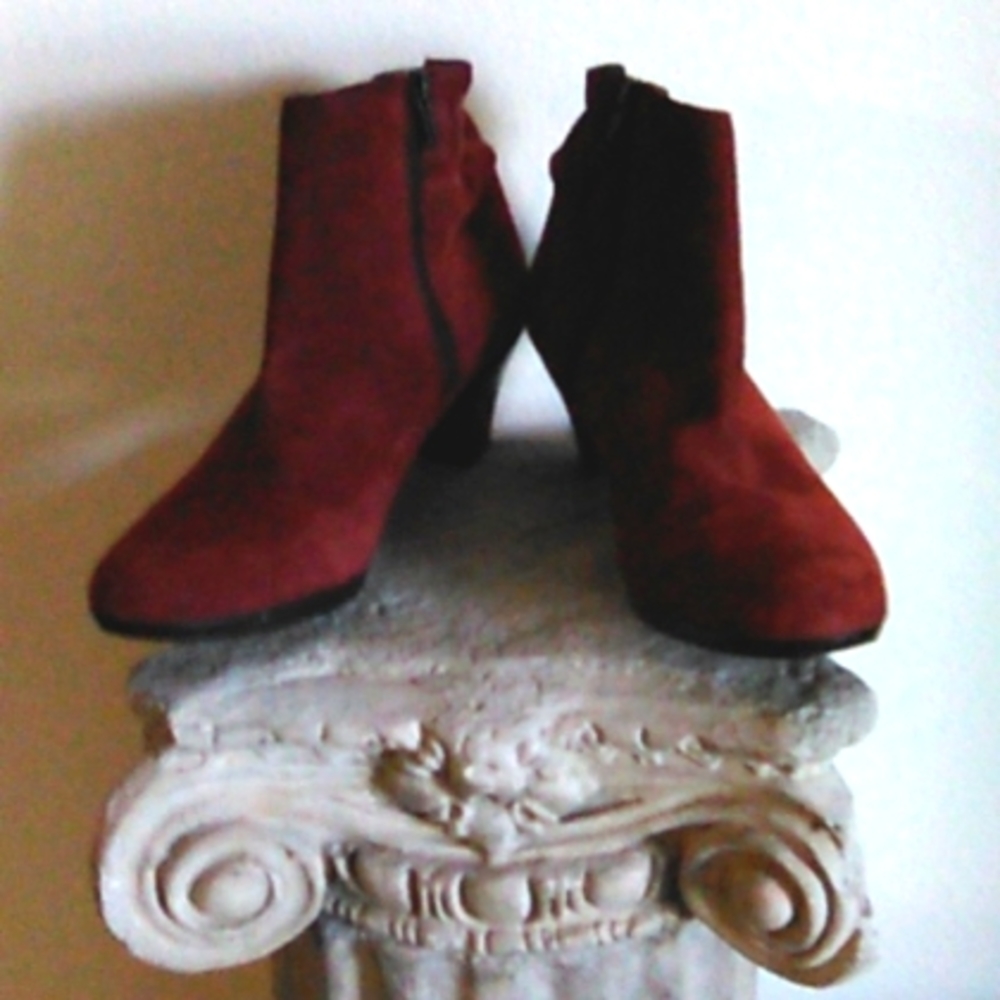 Burgundy swede ankle boots